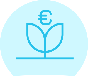 Plant growth with euro symbol depicting growth as an icon